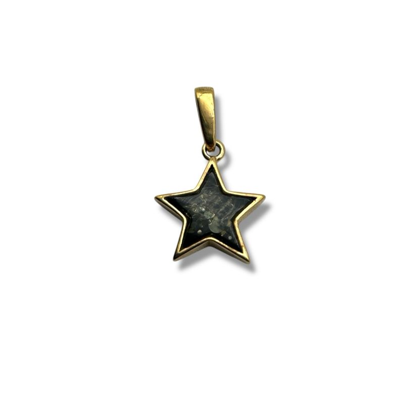 Gold Coated Sterling Silver Green Baltic Amber Star Pendant