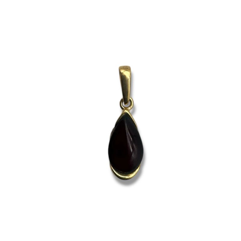 Gold Coated Sterling Silver Cherry Baltic Amber Pendant
