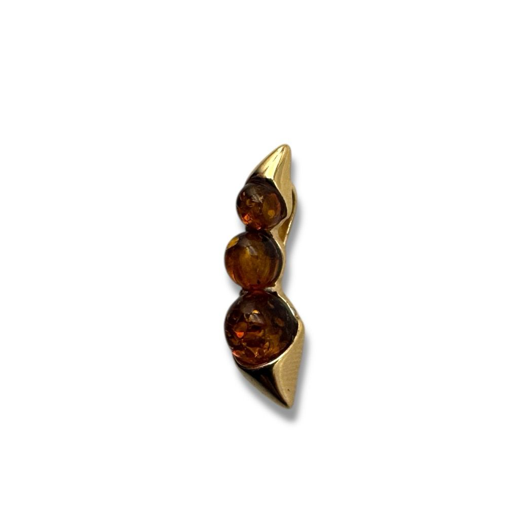 Gold Coated Sterling Silver Cognac Baltic Amber Pendant