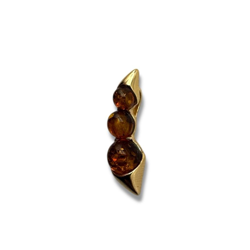 Gold Coated Sterling Silver Cognac Baltic Amber Pendant