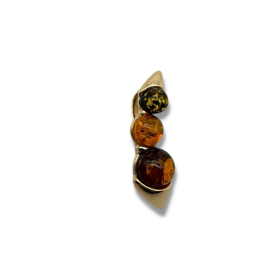 Gold Coated Sterling Silver Multicolour Baltic Amber Pendant
