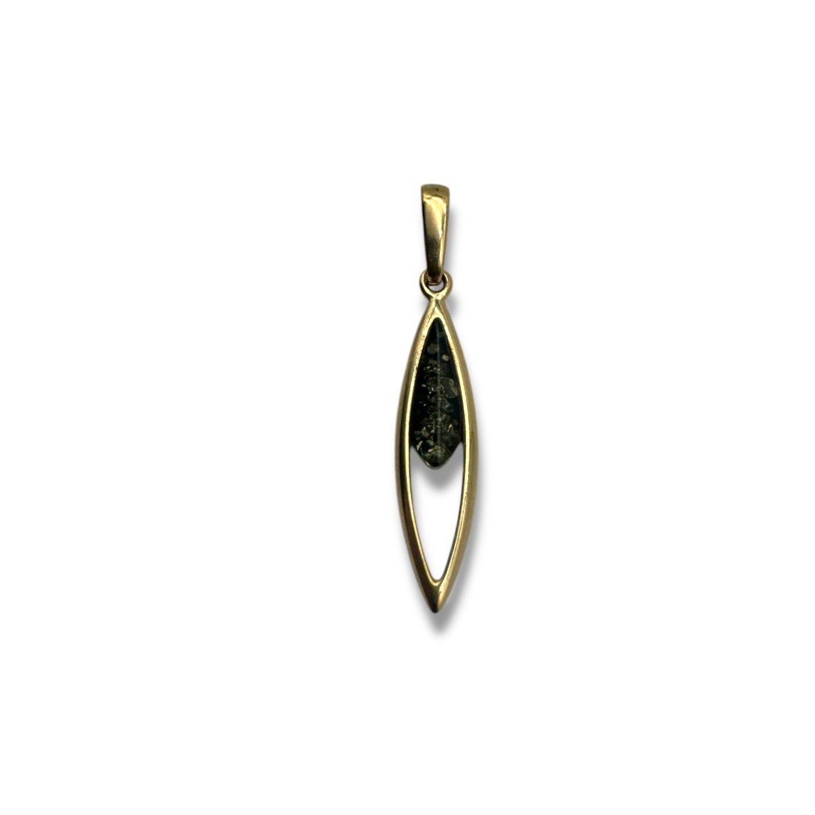 Gold Coated Sterling Silver Green Baltic Amber Pendant