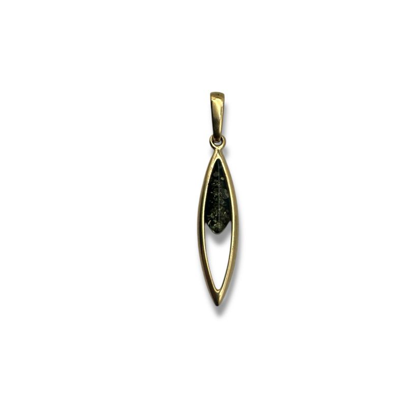 Gold Coated Sterling Silver Green Baltic Amber Pendant