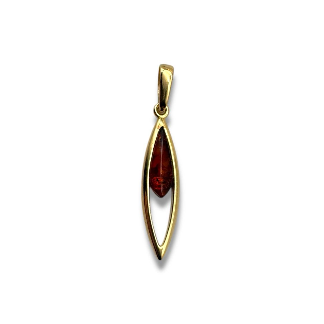 Gold Coated Sterling Silver Cognac Baltic Amber Pendant