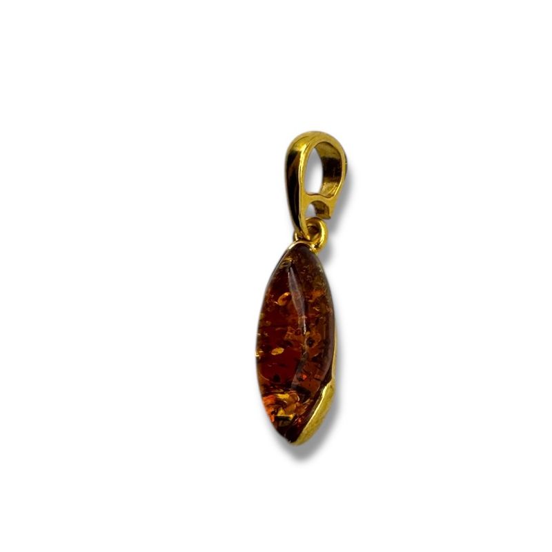 Gold Coated Sterling Silver Cognac Baltic Amber Pendant