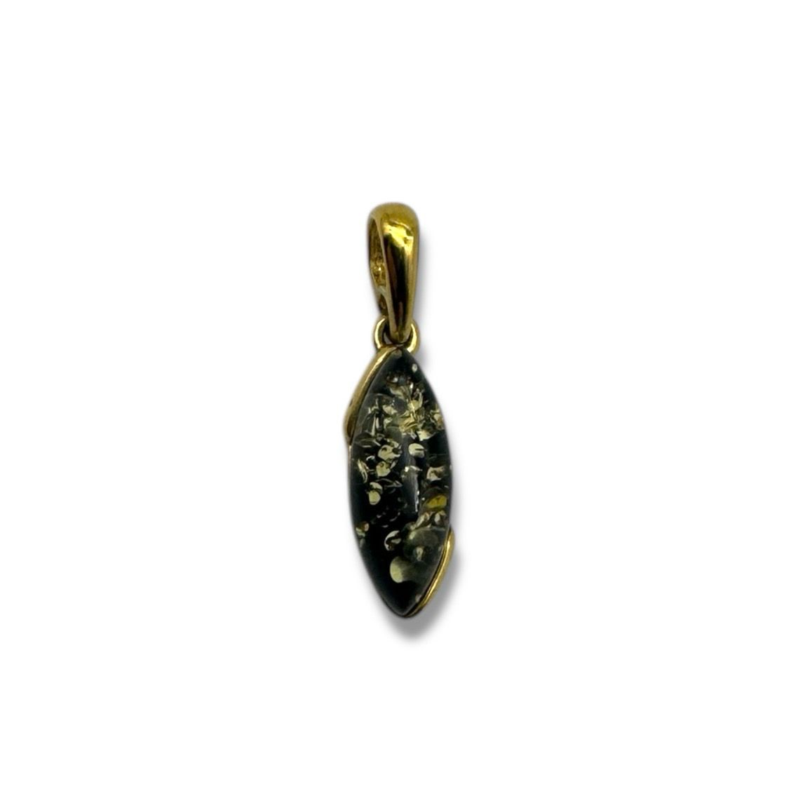 Gold Coated Sterling Silver Green Baltic Amber Pendant
