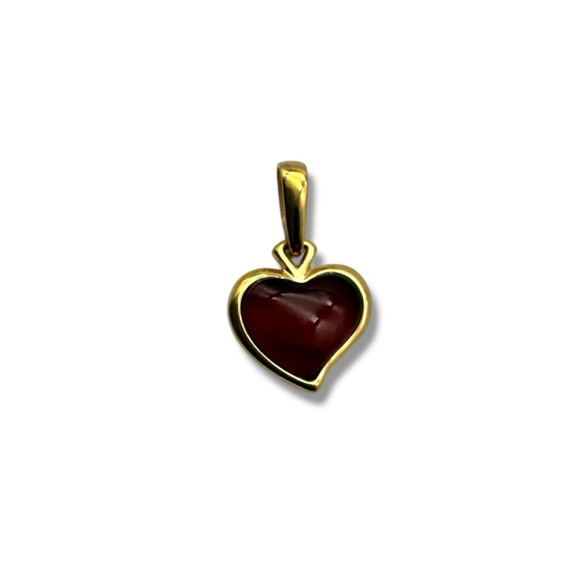 Gold Coated Sterling Silver Cherry Baltic Amber Pendant