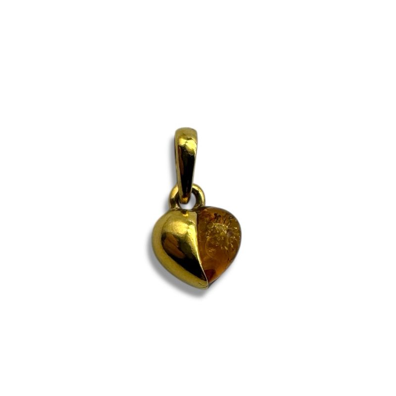 Gold Coated Sterling Silver Cognac Baltic Amber Pendant