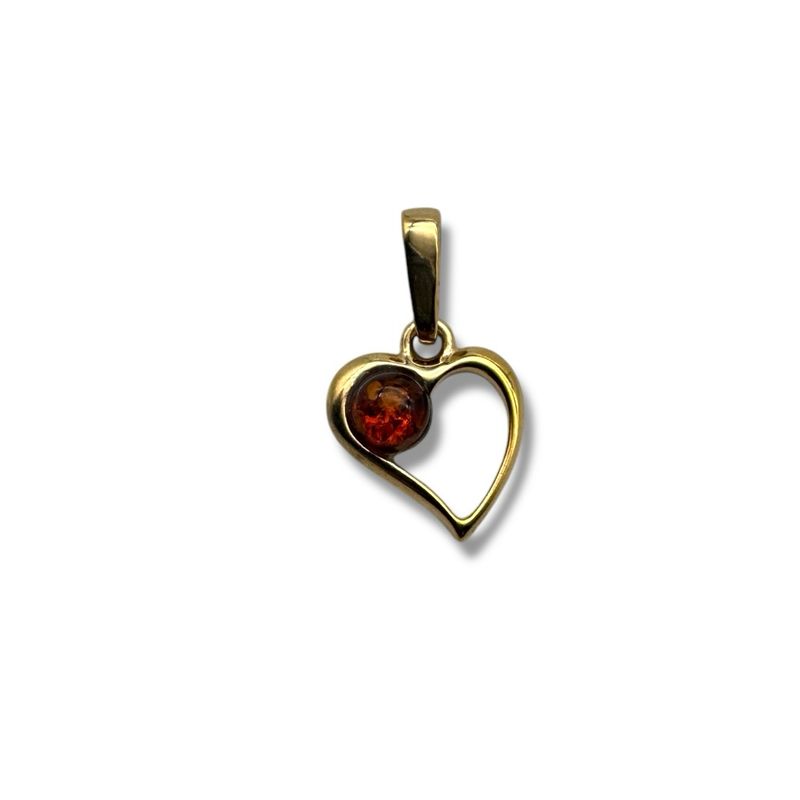 Gold Coated Sterling Silver Cognac Baltic Amber Pendant