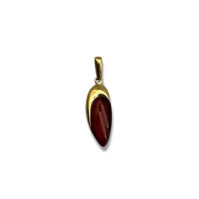 Gold Coated Sterling Silver Cherry Baltic Amber Pendant