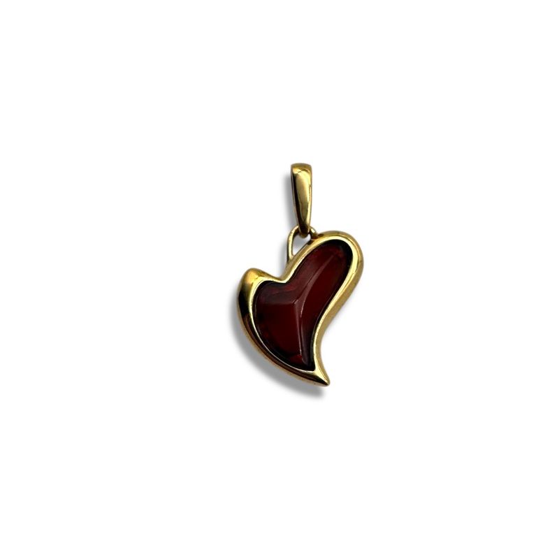 Gold Coated Sterling Silver Cherry Baltic Amber Pendant