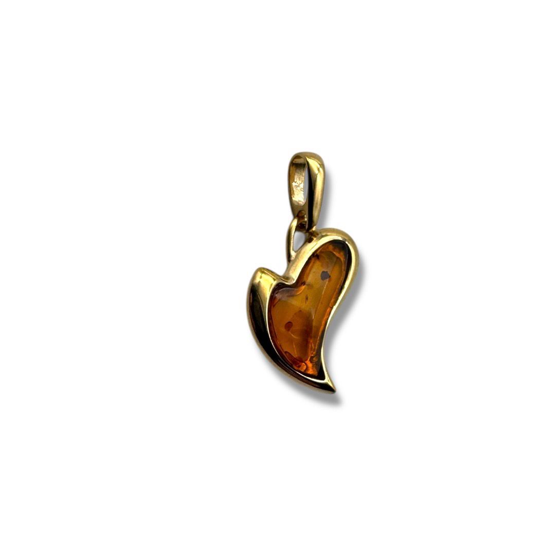 Gold Coated Sterling Silver Cognac Baltic Amber Pendant