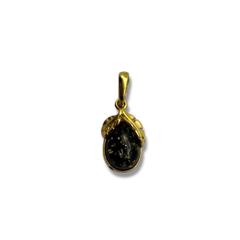 Gold Coated Sterling Silver Cognac Baltic Amber Pendant