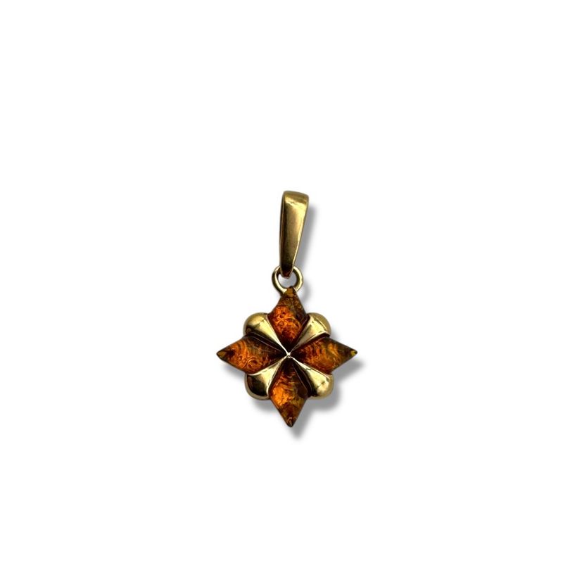 Gold Coated Sterling Silver Cognac Baltic Amber Pendant
