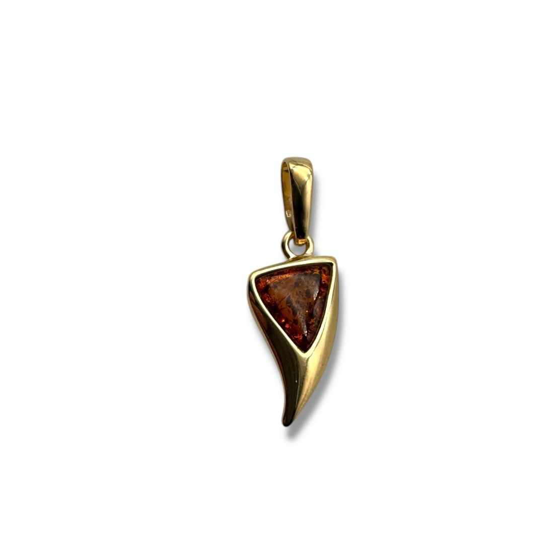 Gold Coated Sterling Silver Cognac Baltic Amber Pendant