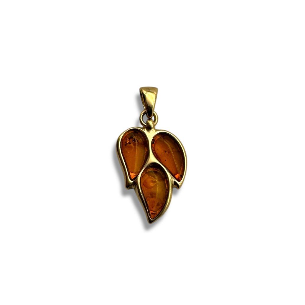 Gold Coated Sterling Silver Cognac Baltic Amber Pendant