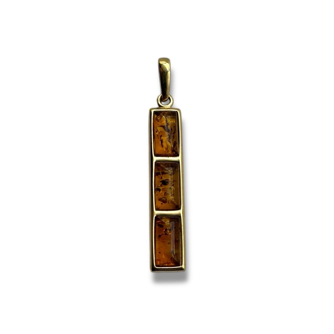 Gold Coated Sterling Silver Cognac Baltic Amber Pendant
