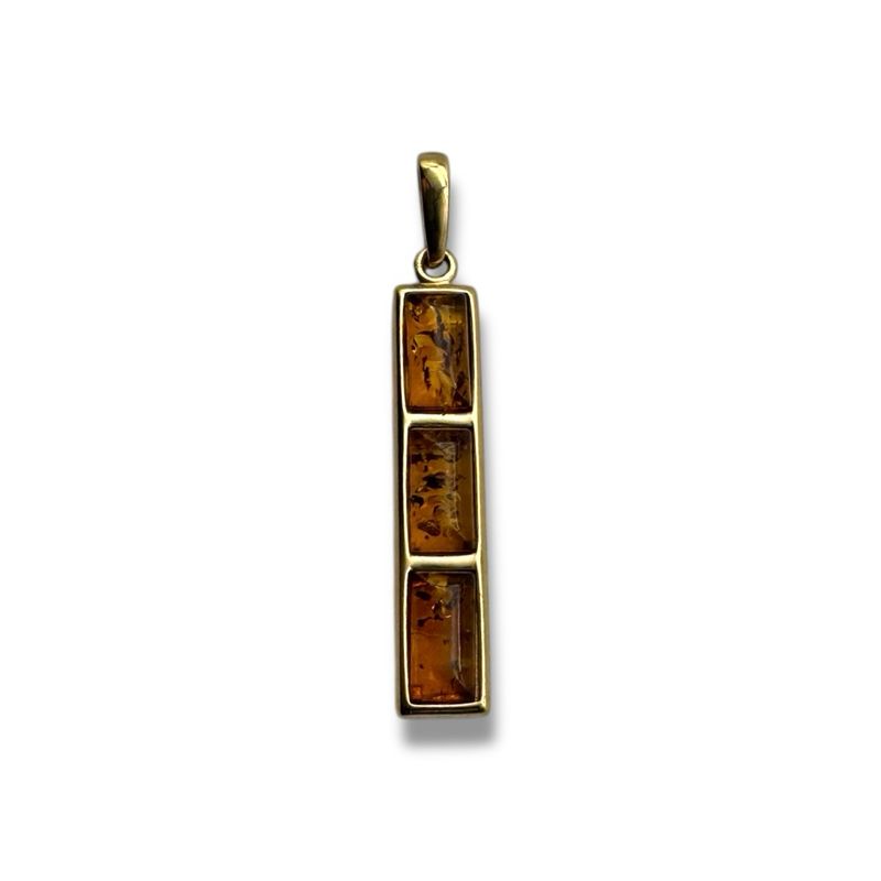 Gold Coated Sterling Silver Cognac Baltic Amber Pendant
