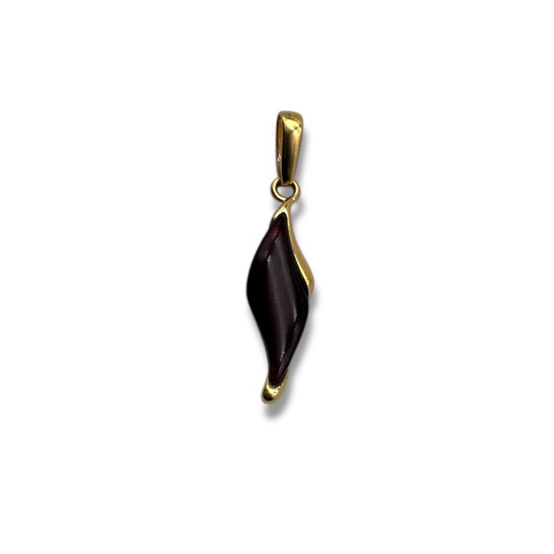 Gold Coated Sterling Silver Cherry Baltic Amber Pendant