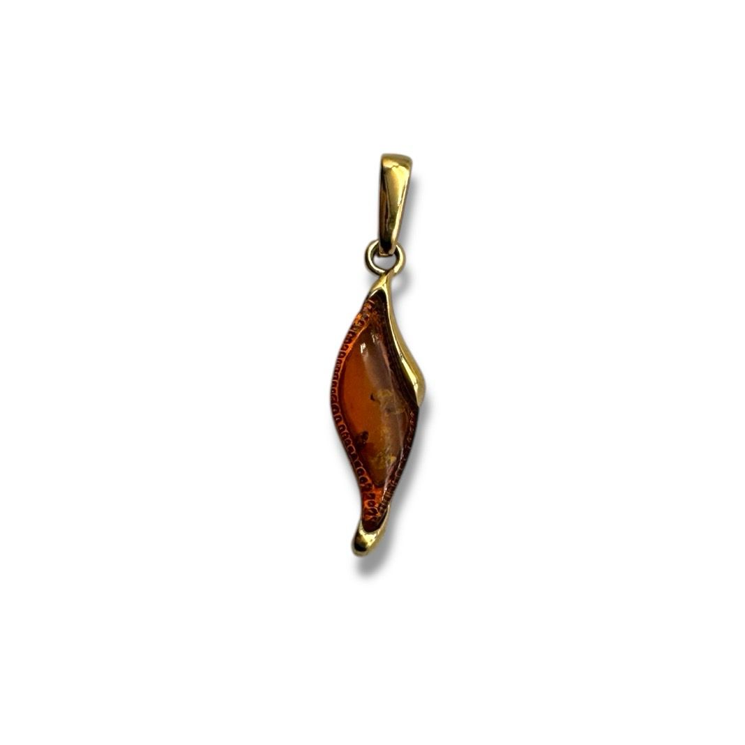 Gold Coated Sterling Silver Cognac Baltic Amber Pendant