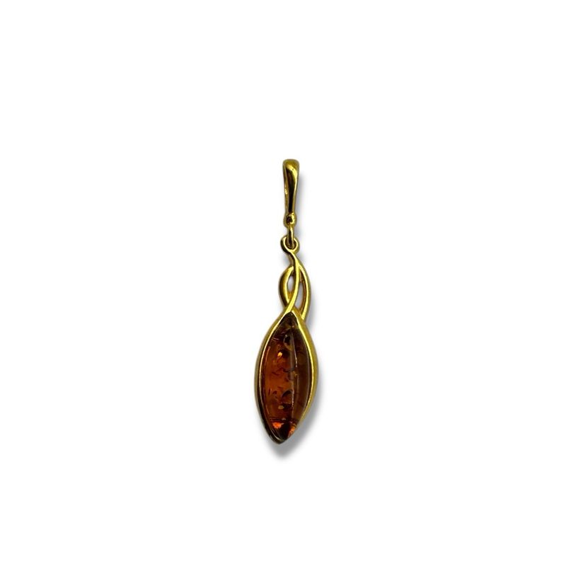 Gold Coated Sterling Silver Cognac Baltic Amber Pendant
