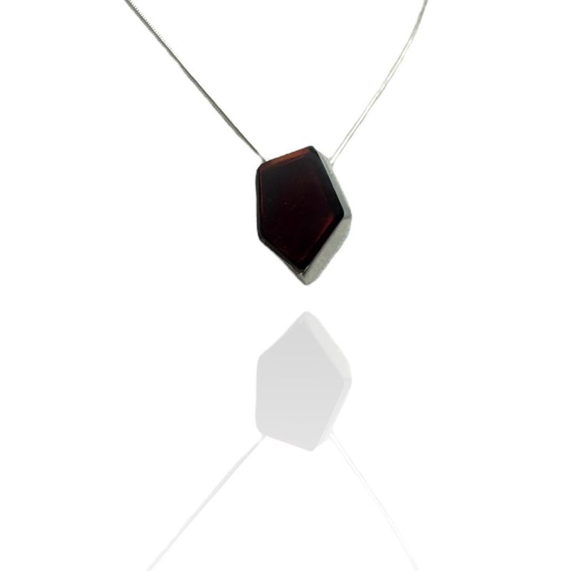 Sterling Silver Cherry  Amber Necklace