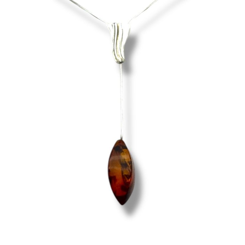 Sterling Silver Cognac Amber Necklace