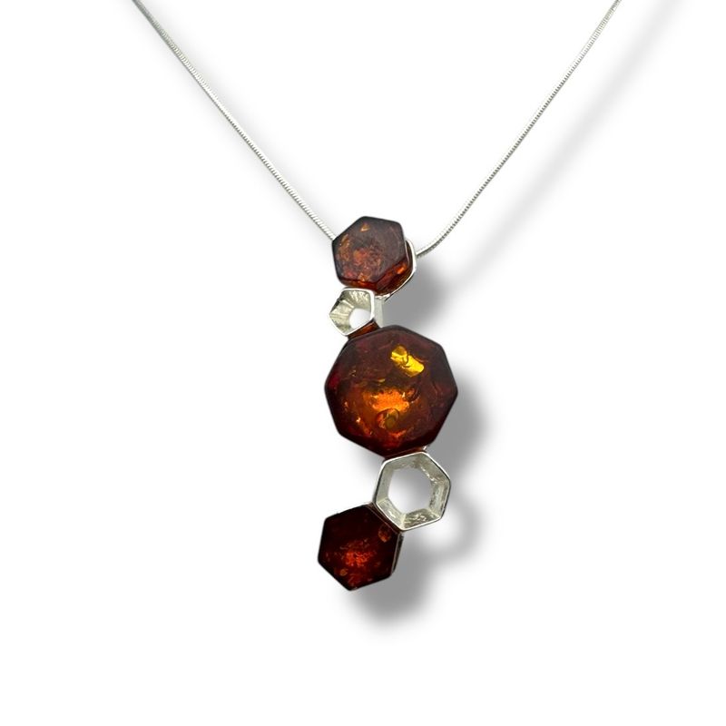 Sterling Silver Cognac Amber Necklace