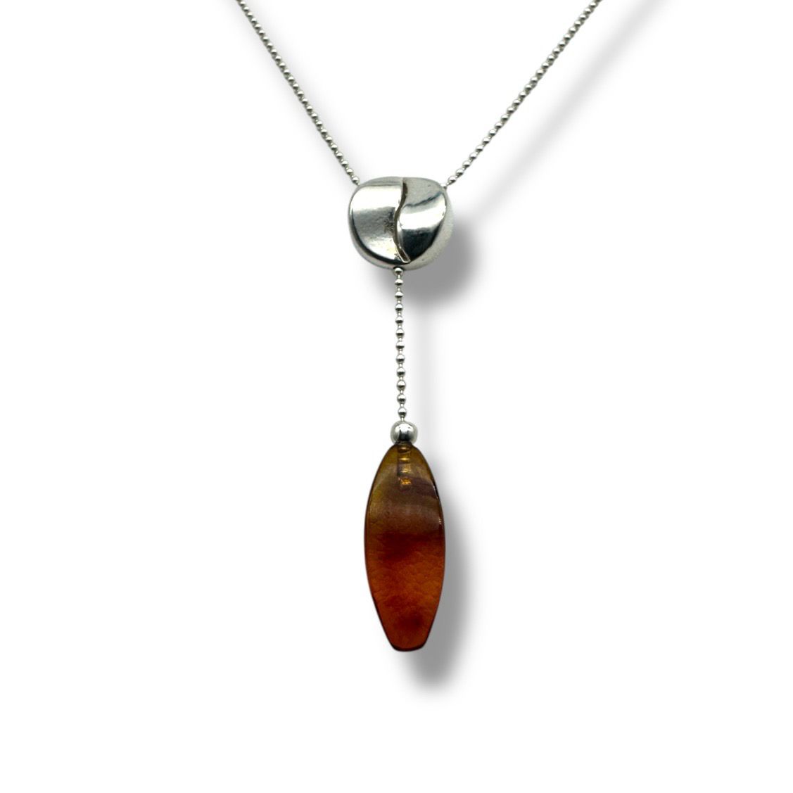 Sterling Silver Cognac Amber Necklace