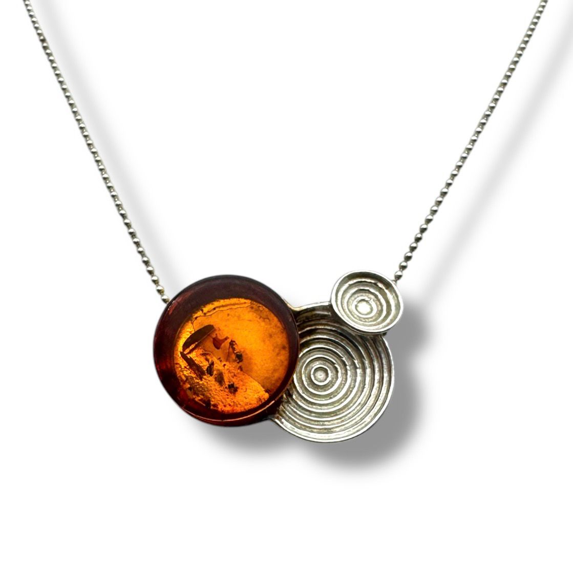 Sterling Silver Cognac Amber Necklace