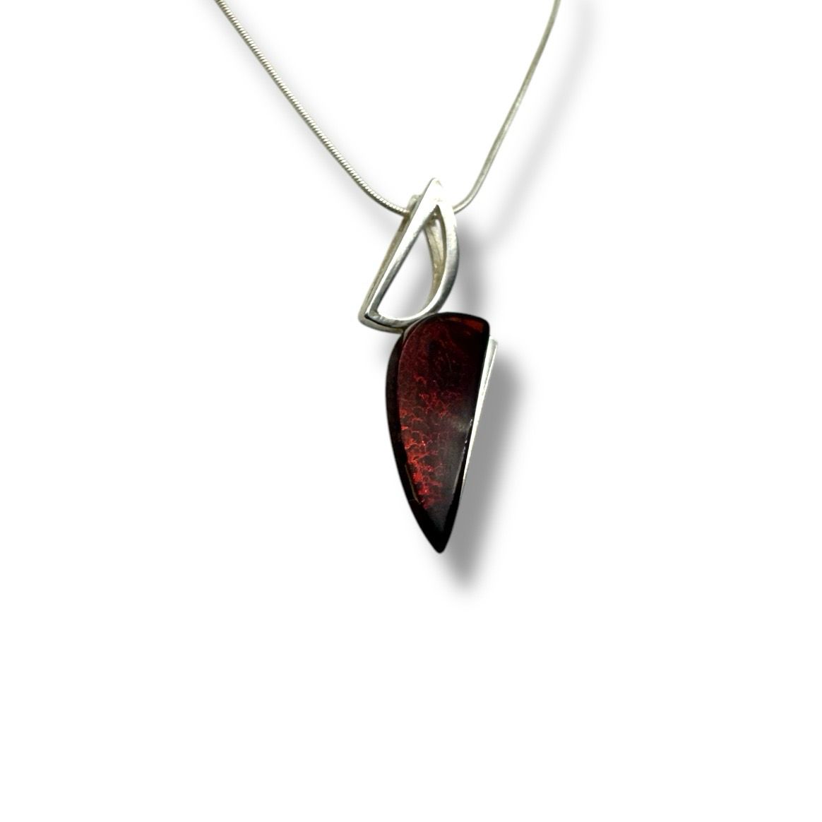 925 Sterling Silver Cherry Amber Necklace