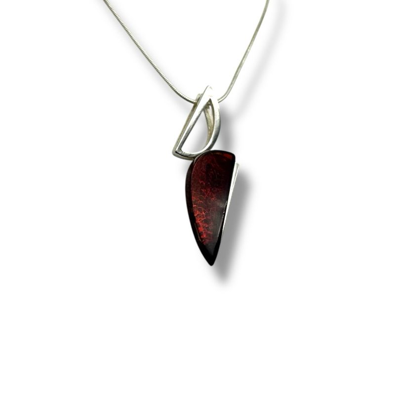925 Sterling Silver Cherry Amber Necklace