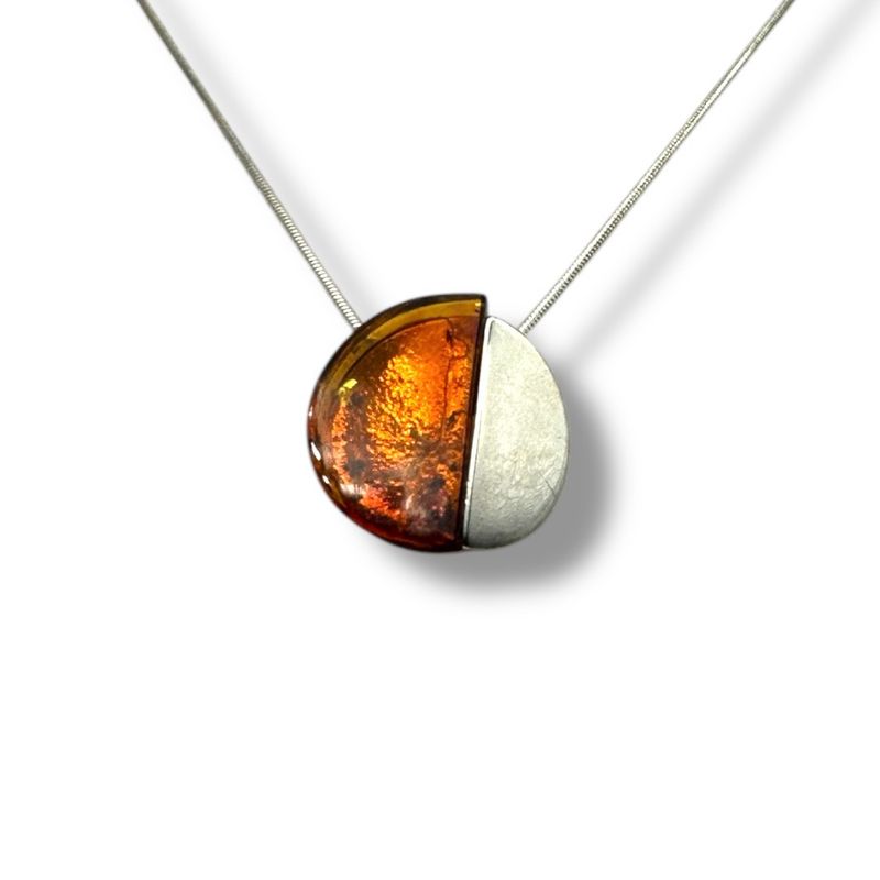 Sterling Silver Cognac Amber Necklace