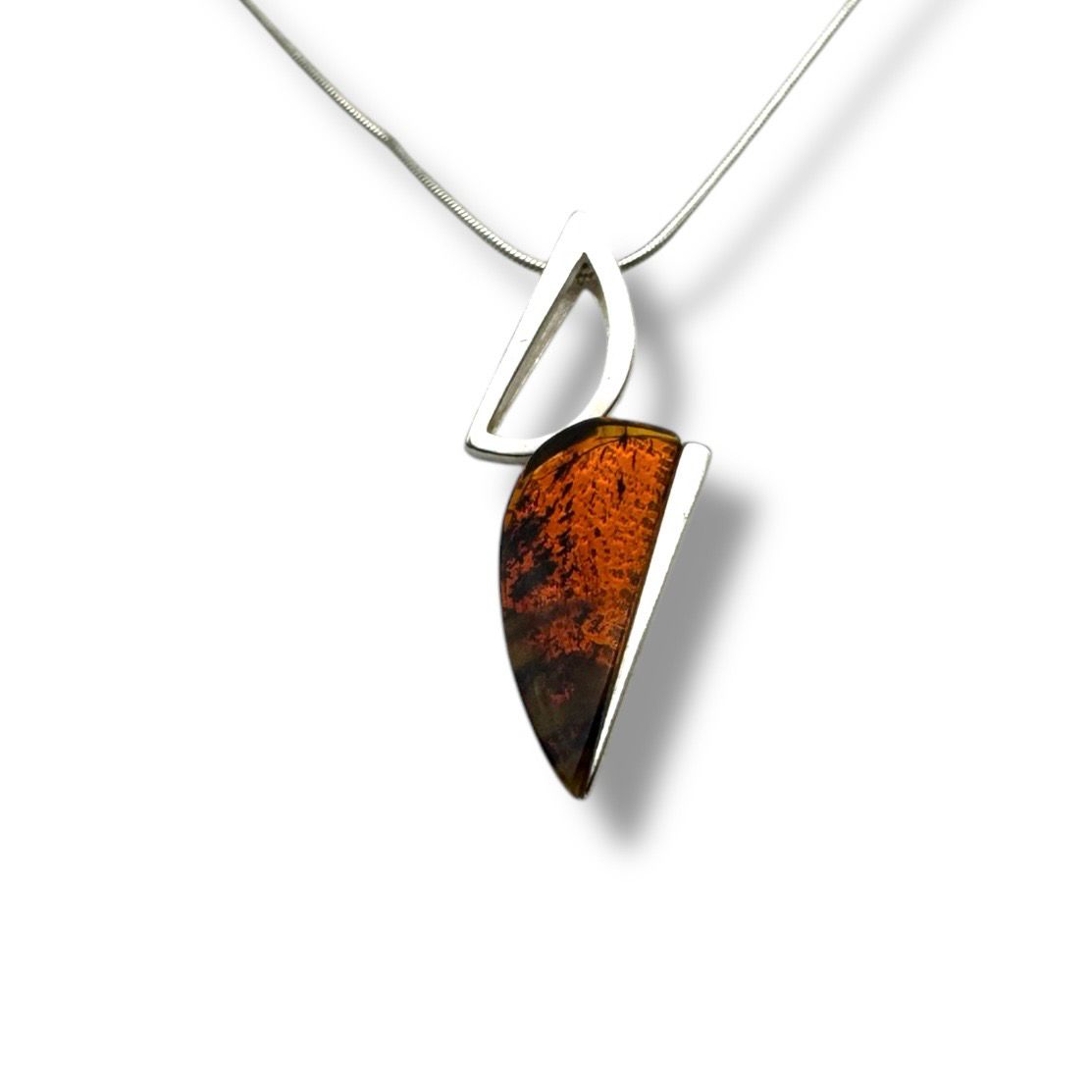 Sterling Silver Cognac Amber Necklace