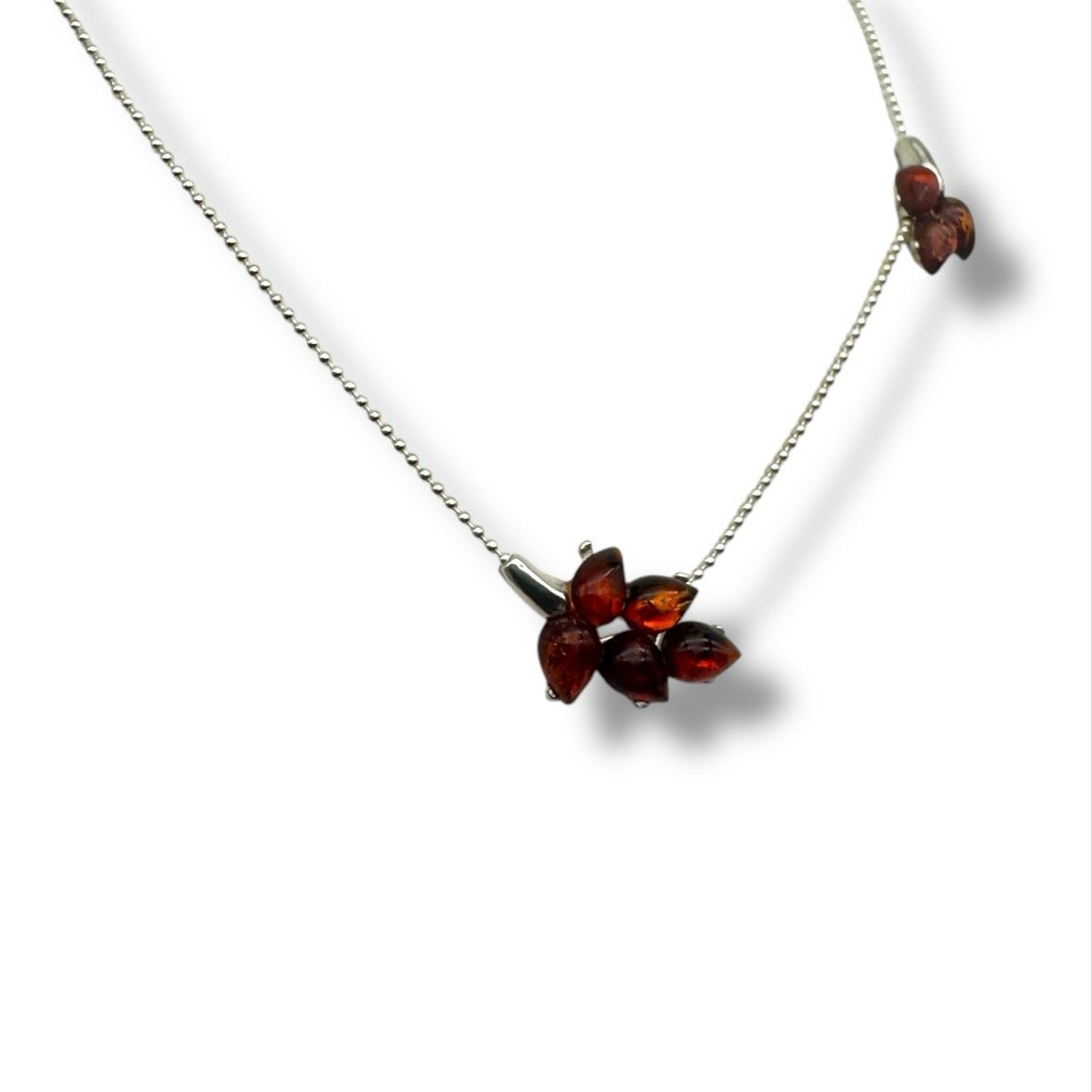 Sterling Silver Cognac Amber Necklace