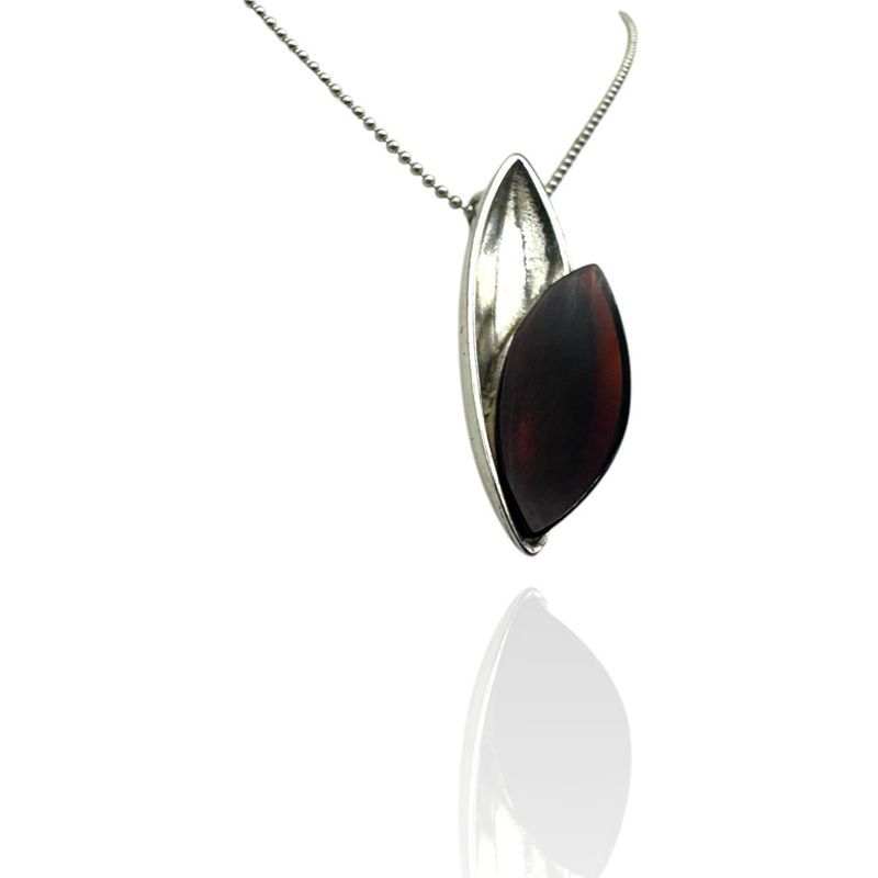 Sterling Silver Cherry Amber Necklace