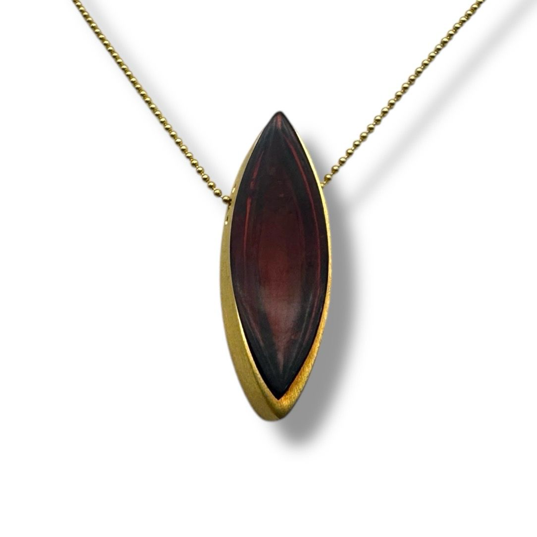 Gold Coated Sterling Silver Cognac Amber Necklace