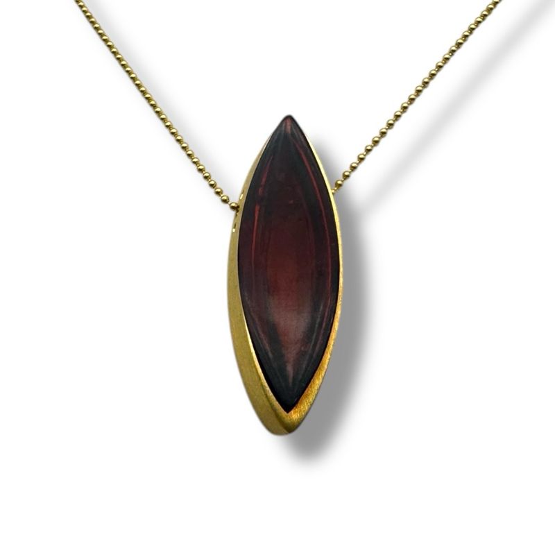 Gold Coated Sterling Silver Cognac Amber Necklace
