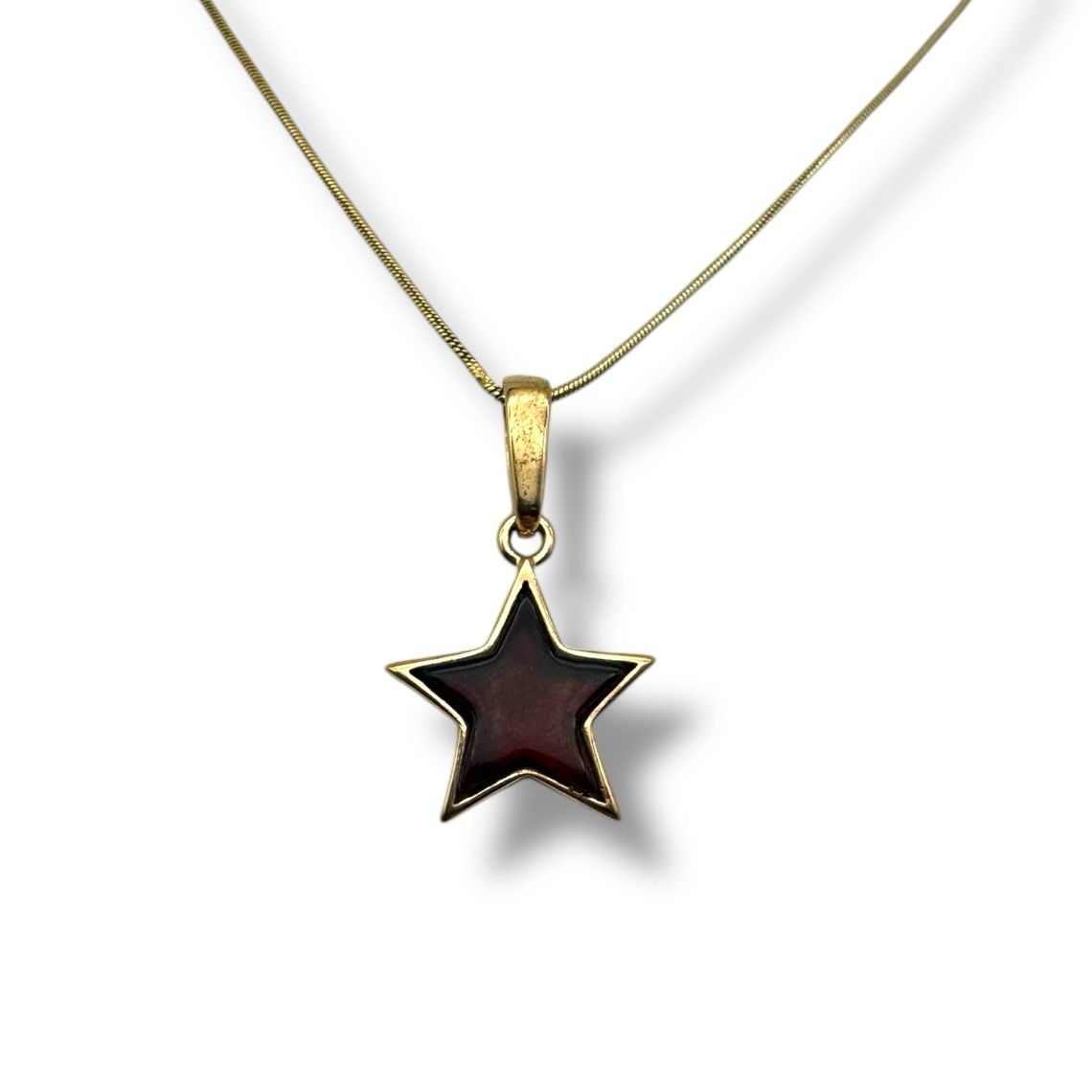 Gold Coated Sterling Silver Cherry Baltic Amber Star Pendant