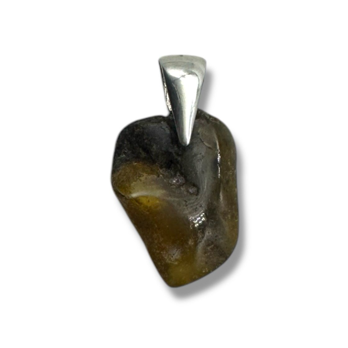 Raw Baltic Amber Rock Sterling Silver Pendant