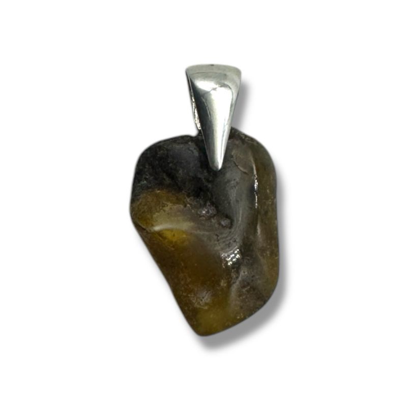 Raw Baltic Amber Rock Sterling Silver Pendant