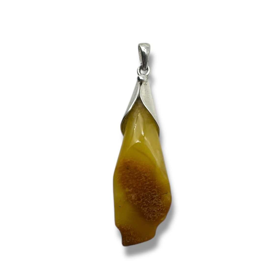 Raw Baltic Amber Rock Sterling Silver Pendant