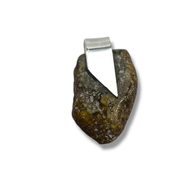 Raw Baltic Amber Rock Sterling Silver Pendant