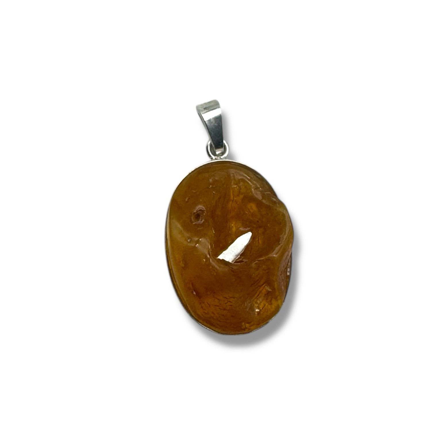 Raw Baltic Amber Rock Sterling Silver Pendant