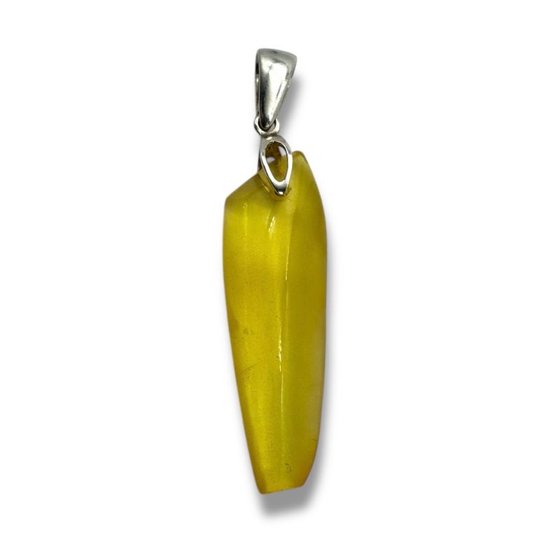Raw Baltic Amber Rock Sterling Silver Pendant