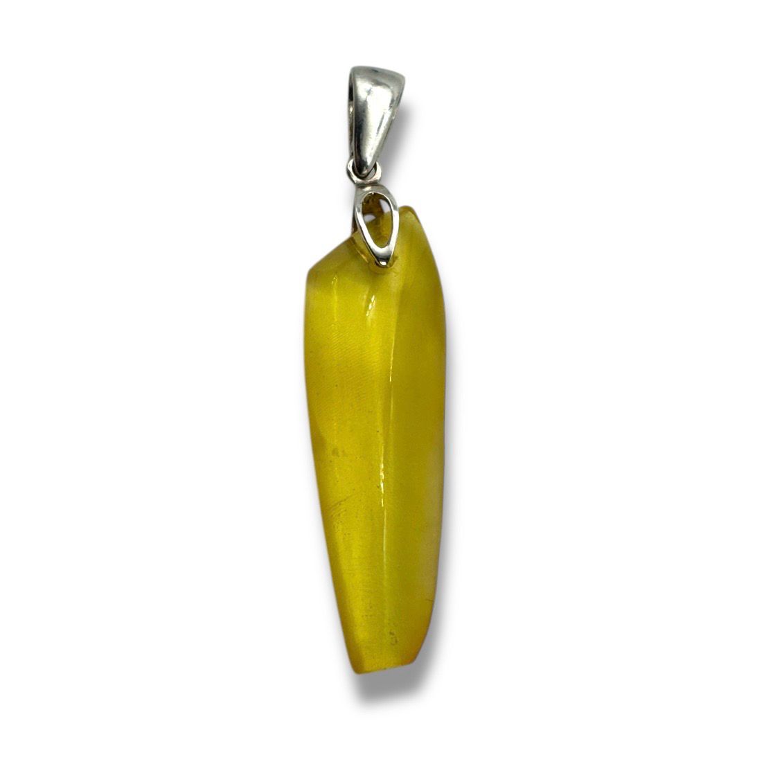 Raw Baltic Amber Rock Sterling Silver Pendant