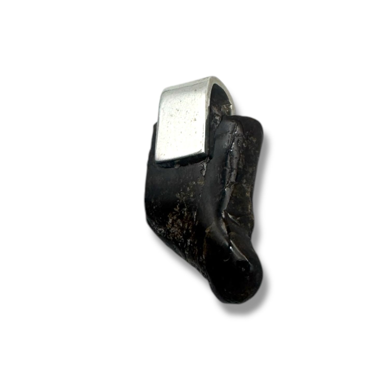 Raw Baltic Amber Rock Sterling Silver Pendant