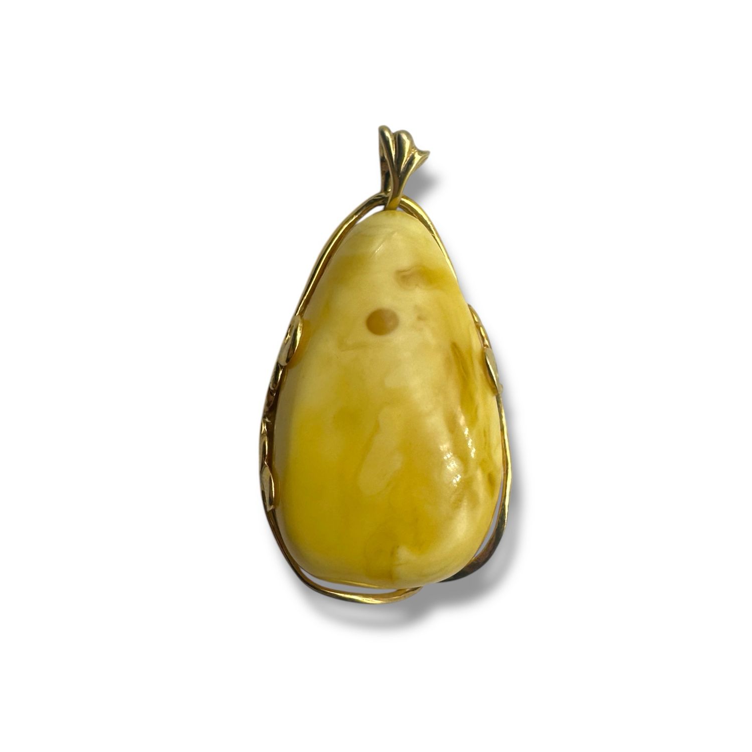 Gold Coated Sterling Silver Butterscotch Amber Pendant