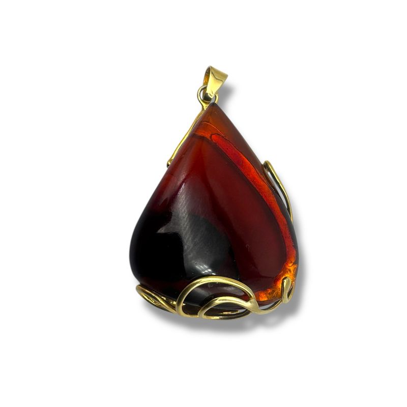 Gold Coated Sterling Silver  Cherry Amber Pendant