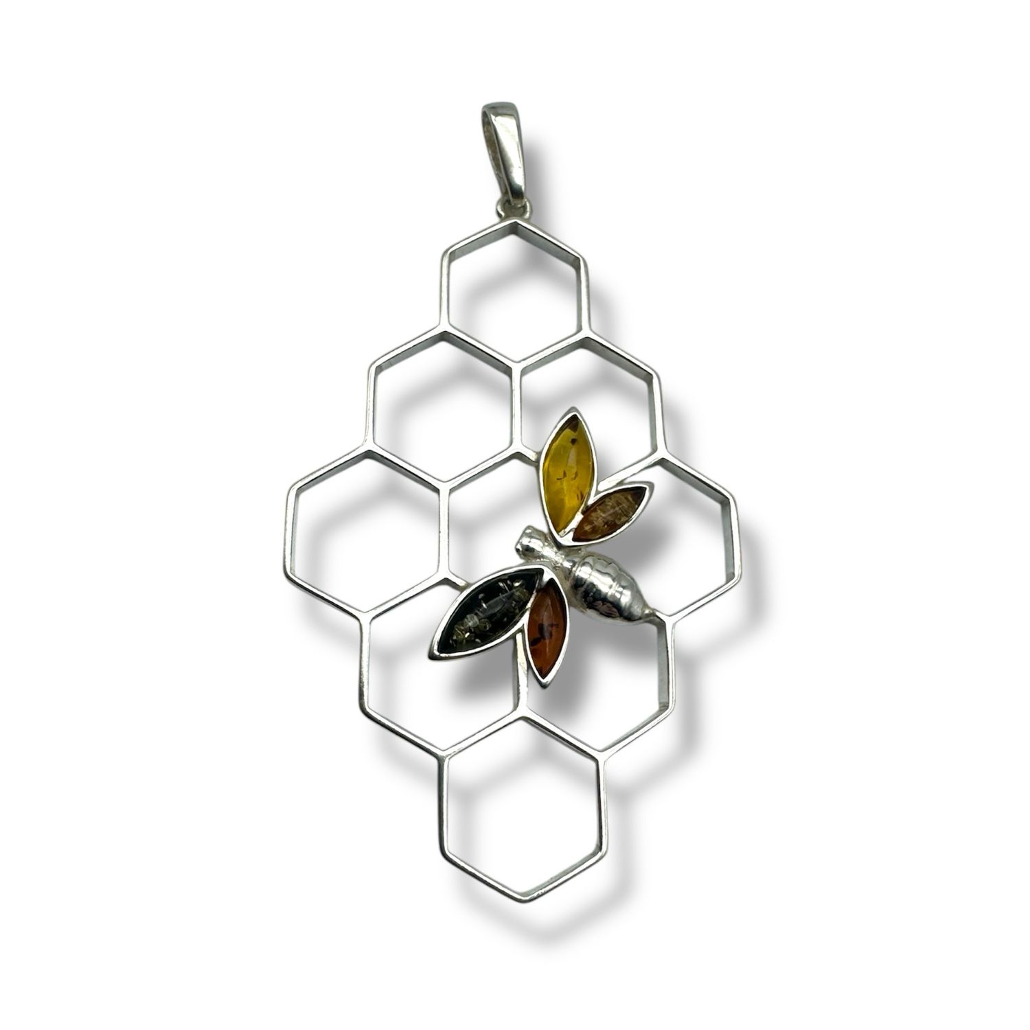 Sterling Silver Multicoloured Amber Pendant